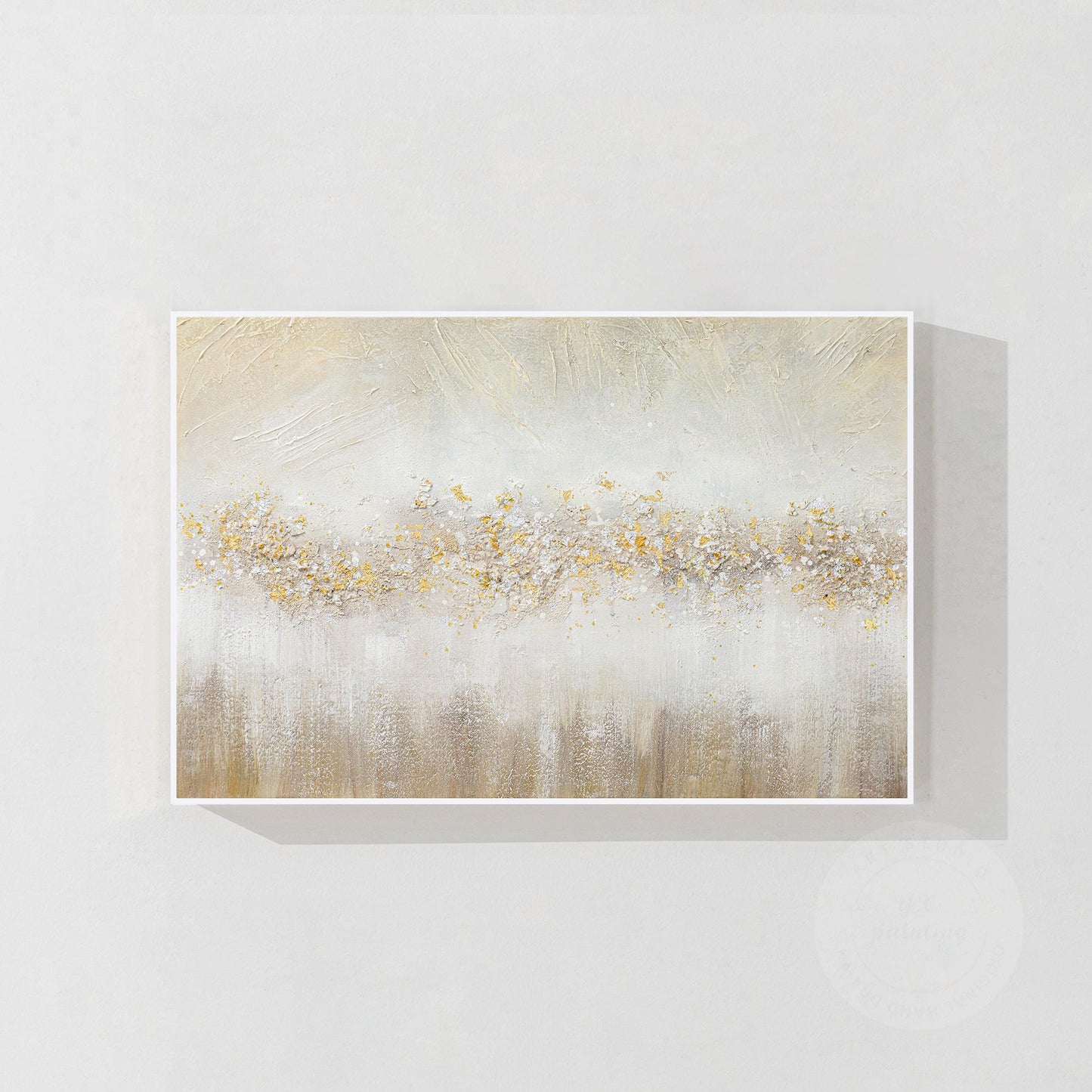 Abstract Gold Flowers Painting: Brown Textured Beige Wabi Sabi Wall Art #9