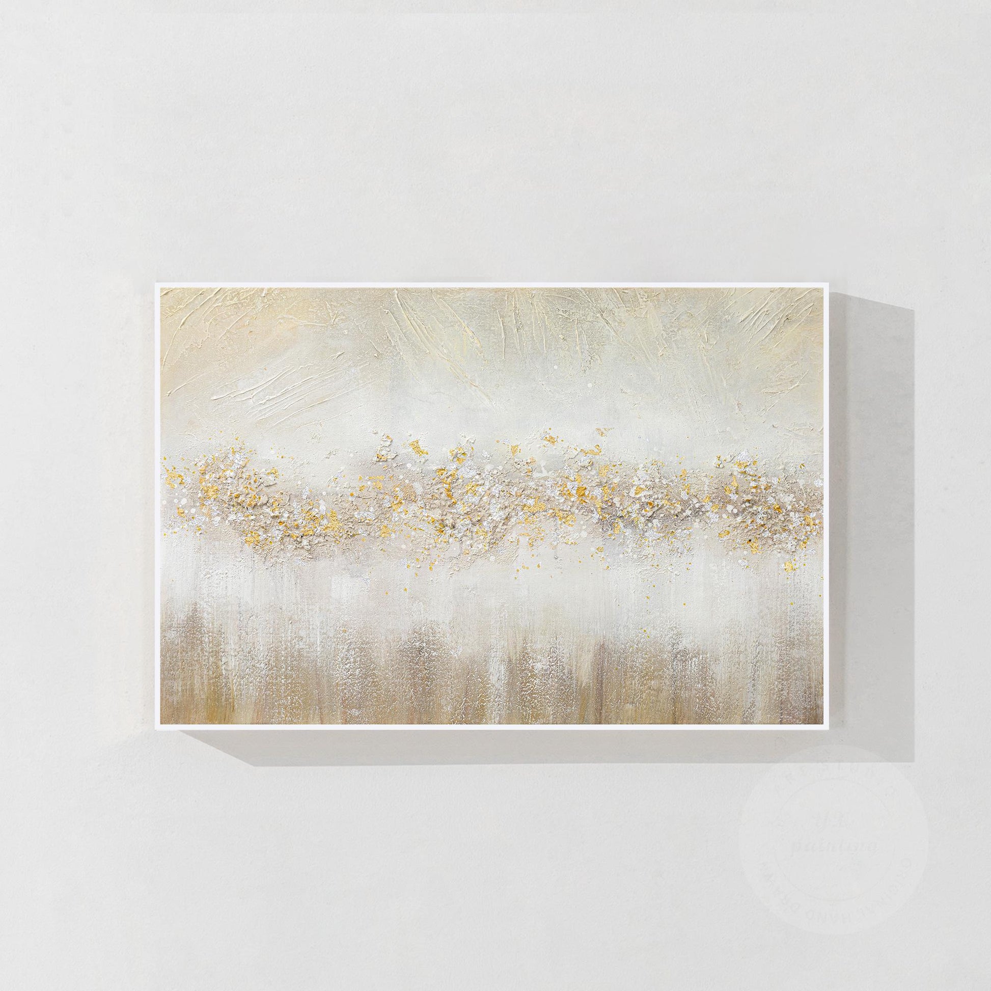 Abstract Gold Flowers Painting: Brown Textured Beige Wabi Sabi Wall Art #9