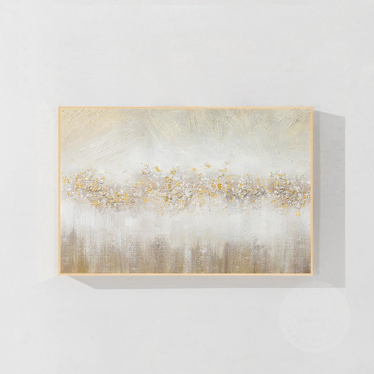 Abstract Gold Flowers Painting: Brown Textured Beige Wabi Sabi Wall Art #10