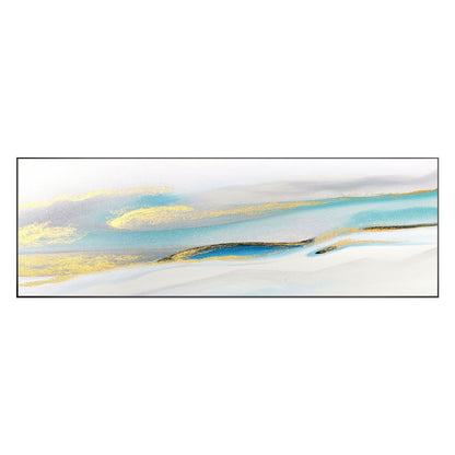 Abstract Gold & Light Blue Landscape Painting: Extra Large Framed Canvas Art #9