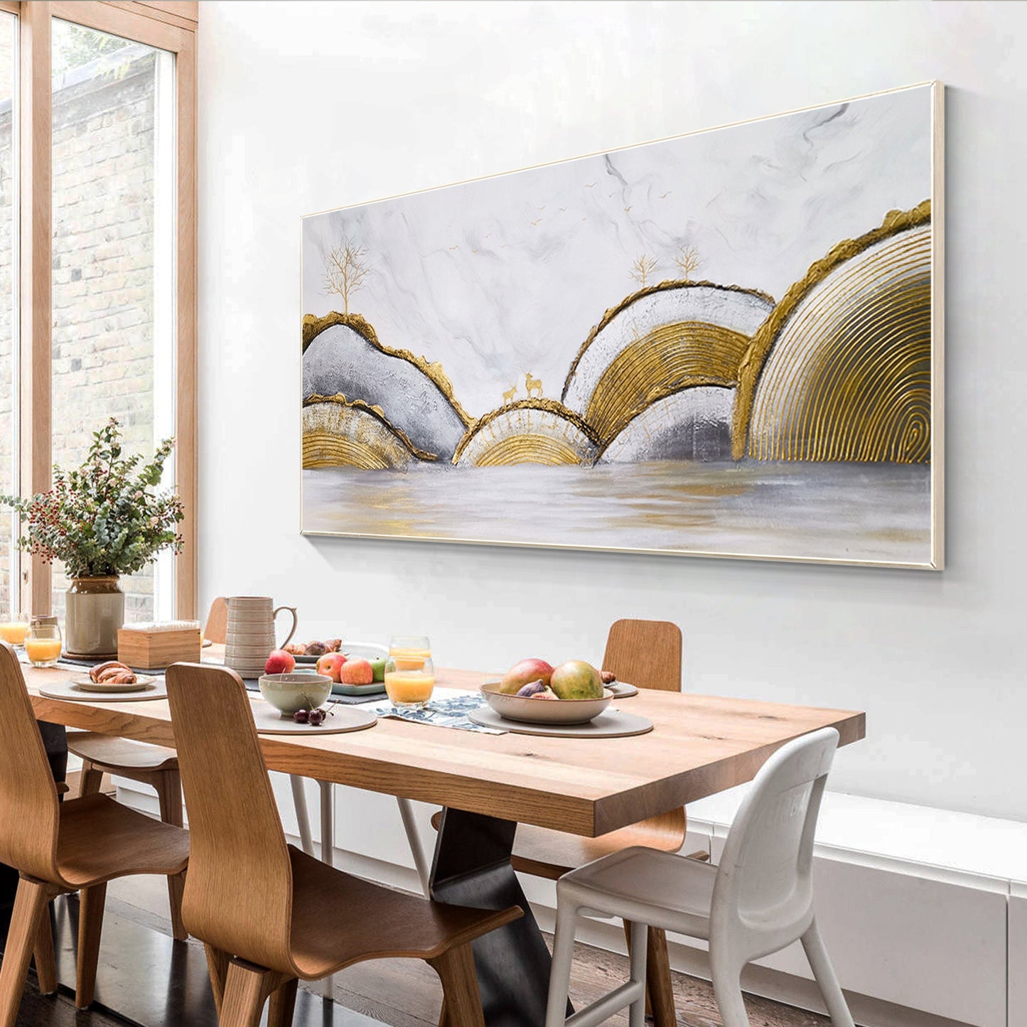 Abstract Gold Line Art Original Abstract Paintings On Canvas Large painting Gold #2