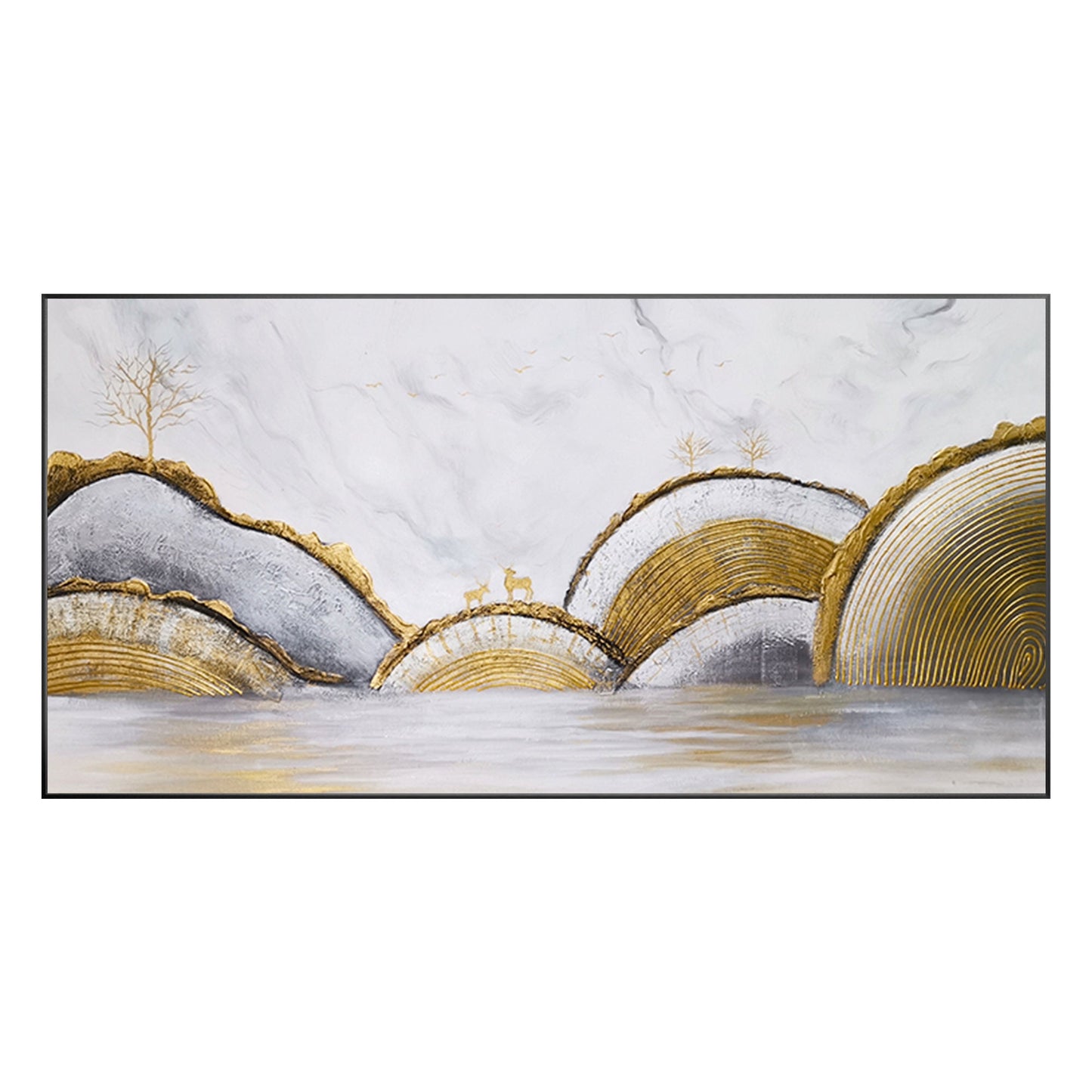 Abstract Gold Line Art Original Abstract Paintings On Canvas Large painting Gold #9