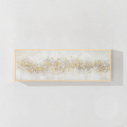 Abstract Gold & Silver Flowers Painting: Textured Beige Wabi Sabi Wall Art #7