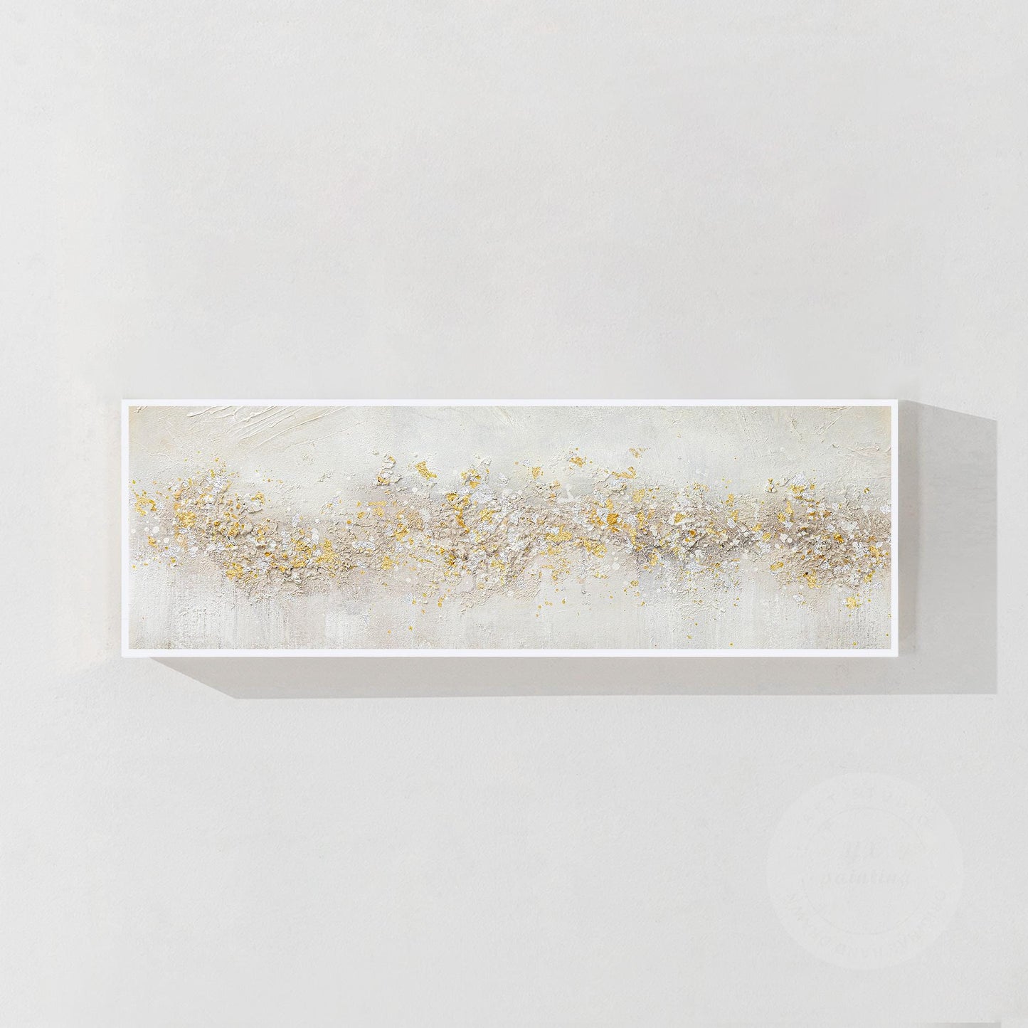 Abstract Gold & Silver Flowers Painting: Textured Beige Wabi Sabi Wall Art #8