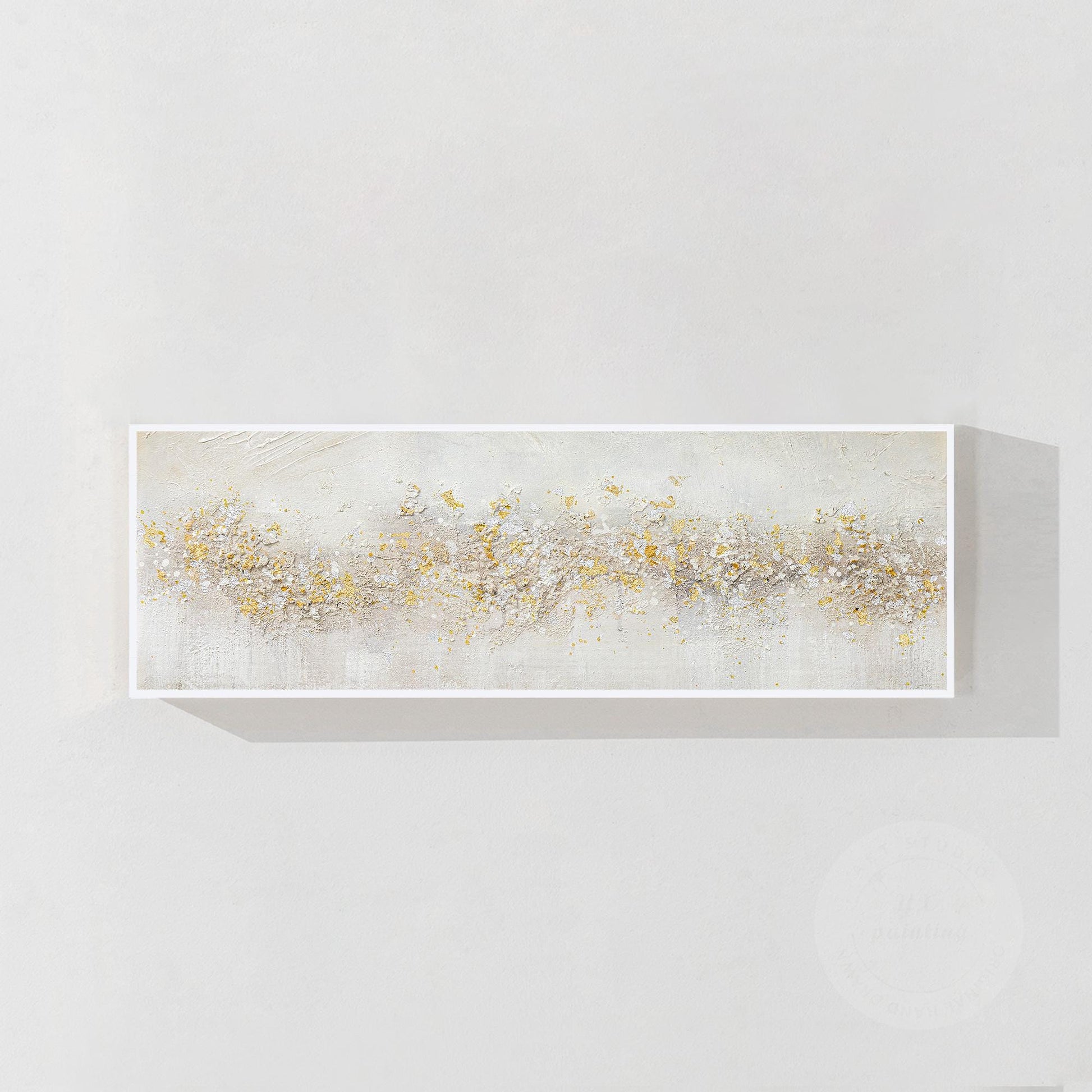 Abstract Gold & Silver Flowers Painting: Textured Beige Wabi Sabi Wall Art #8