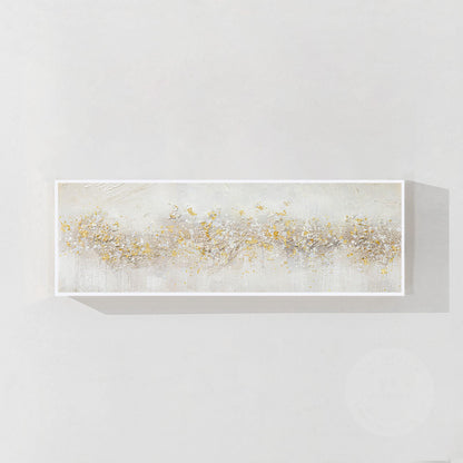 Abstract Gold & Silver Flowers Painting: Textured Beige Wabi Sabi Wall Art #8