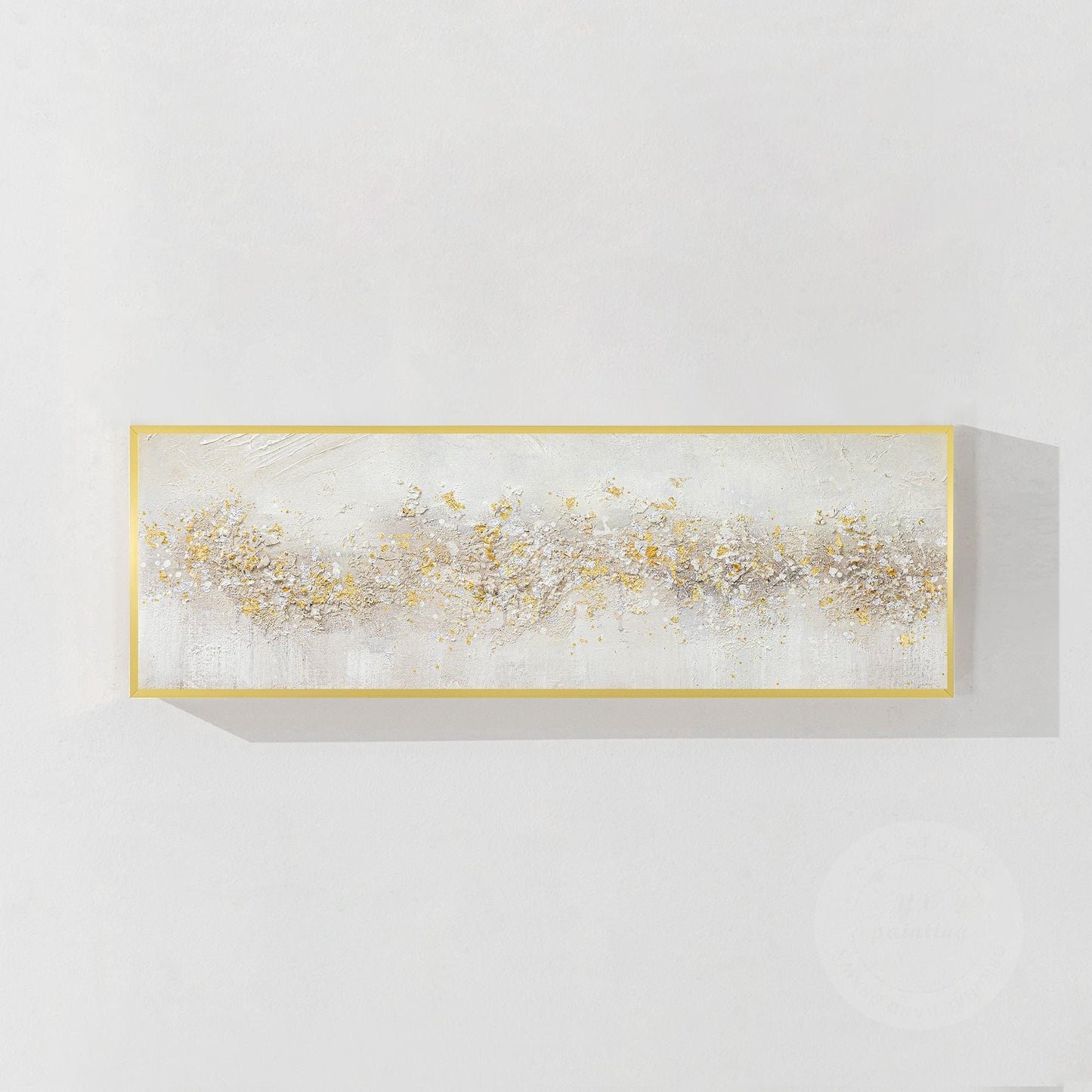 Abstract Gold & Silver Flowers Painting: Textured Beige Wabi Sabi Wall Art #9
