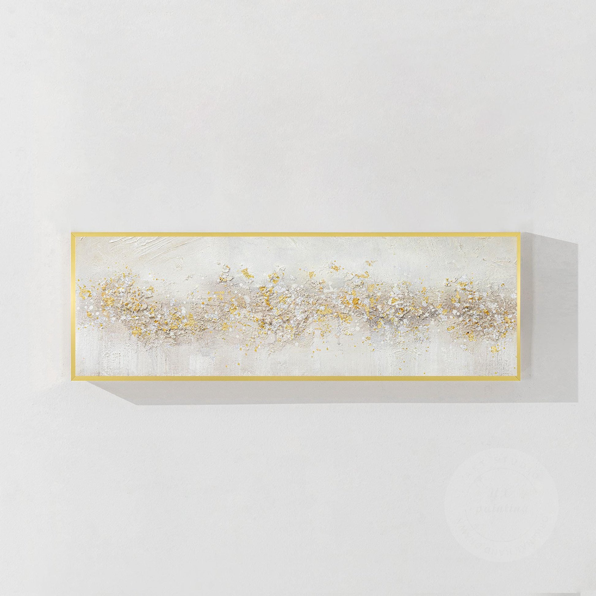 Abstract Gold & Silver Flowers Painting: Textured Beige Wabi Sabi Wall Art #9