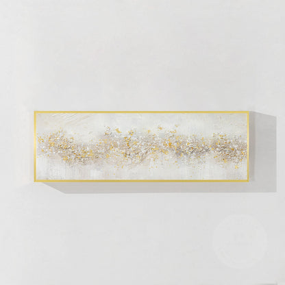 Abstract Gold & Silver Flowers Painting: Textured Beige Wabi Sabi Wall Art #9