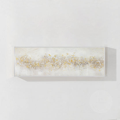 Abstract Gold & Silver Flowers Painting: Textured Beige Wabi Sabi Wall Art #10