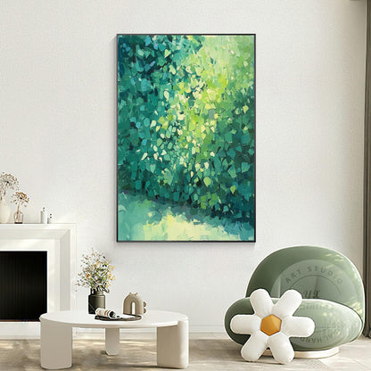Abstract Green Textured Painting, Minimalist Original Canvas Wall Art, Modern Ea #3