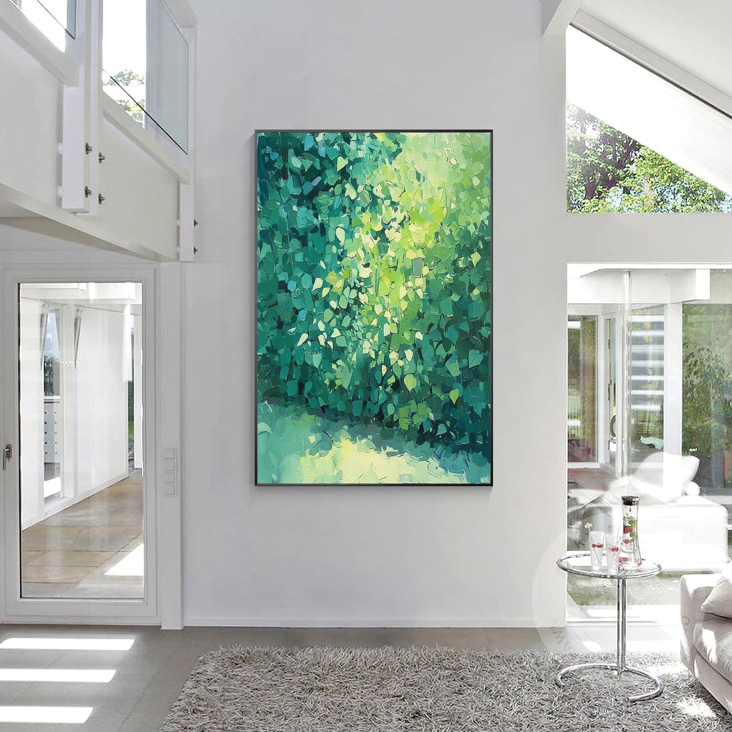 Abstract Green Textured Painting, Minimalist Original Canvas Wall Art, Modern Ea #5