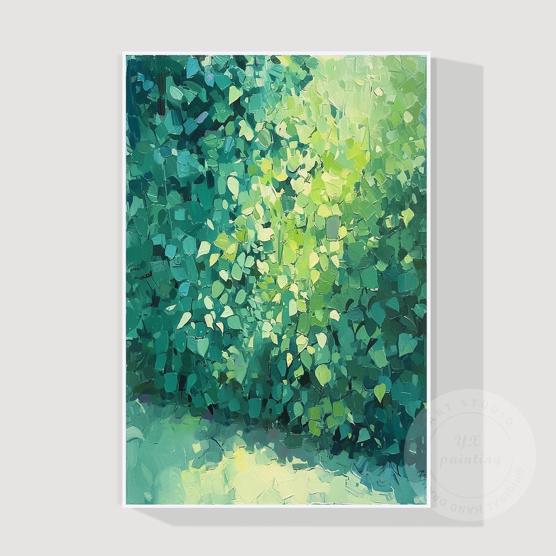 Abstract Green Textured Painting, Minimalist Original Canvas Wall Art, Modern Ea #6