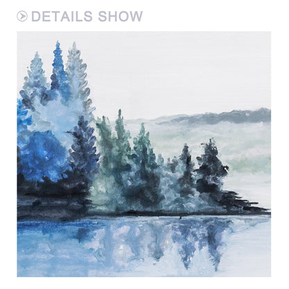 Abstract Lake Painting: Square Watercolor Wall Art on Canvas #6
