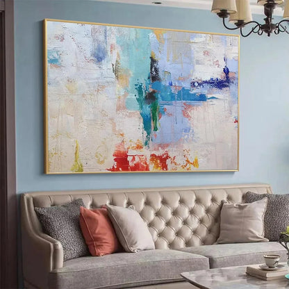 ABSTRACT LAND: Textured Colorful Panoramic Horizontal | rolled canvas, ready for custom framing