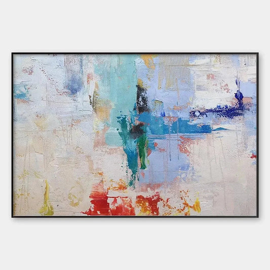 ABSTRACT LAND: Textured Colorful Panoramic Horizontal | hanging in living room, Abstract wall art