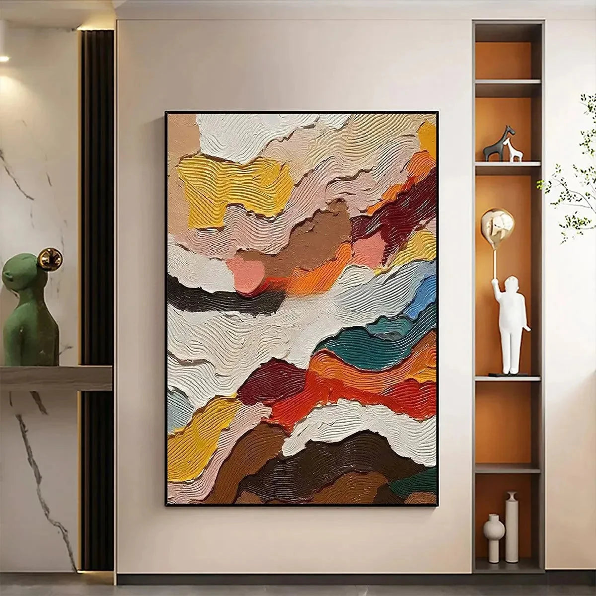 ABSTRACT LANDSCAPE: Textured Colorful Vertical Impasto | Landscape closeup, raised brushwork detail