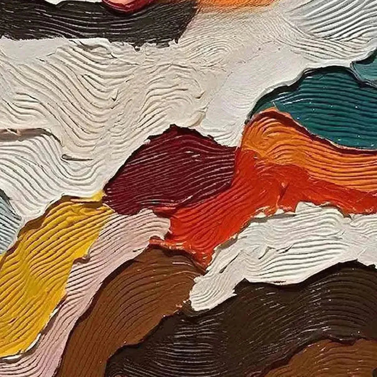 ABSTRACT LANDSCAPE: Textured Colorful Vertical Impasto | black frame version on white wall