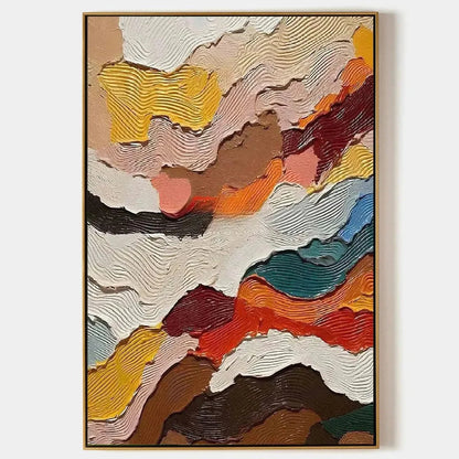 ABSTRACT LANDSCAPE: Textured Colorful Vertical Impasto | hanging in living room, Landscape wall art