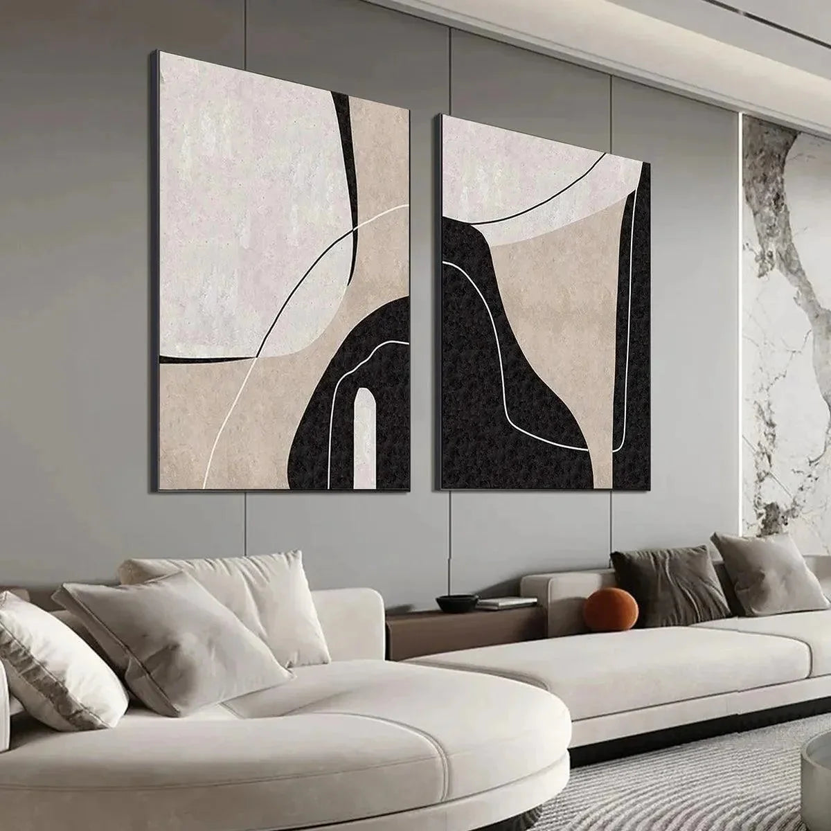 ABSTRACT MINIMALIST DIPTYCH: Minimalist Set of 2 Vertical | Minimalist mood, soft natural light studio shot