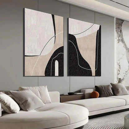 ABSTRACT MINIMALIST DIPTYCH: Minimalist Set of 2 Vertical | Minimalist mood, soft natural light studio shot