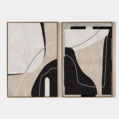 ABSTRACT MINIMALIST DIPTYCH: Minimalist Set of 2 Vertical | hanging in living room, Minimalist wall art