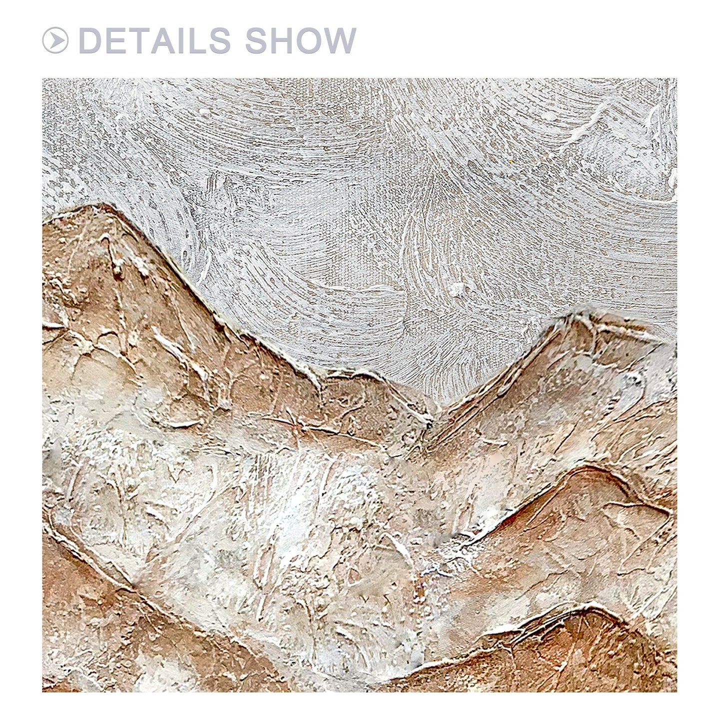 Abstract Mountain Landscape Painting: Brown Gray Texture, Large Canvas Wall Art #4