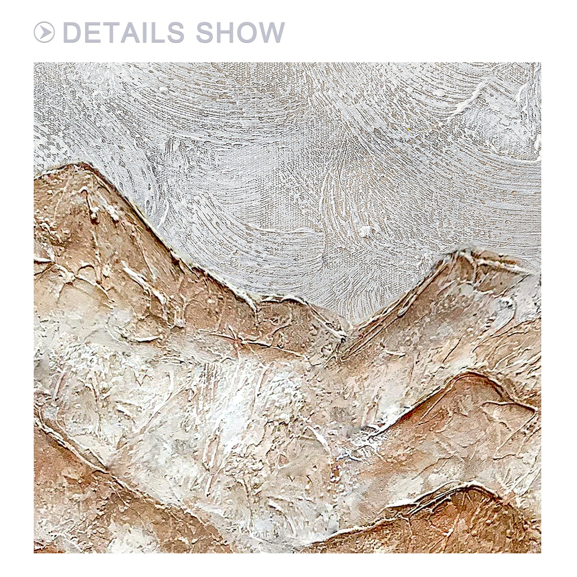 Abstract Mountain Landscape Painting: Brown Gray Texture, Large Canvas Wall Art #4