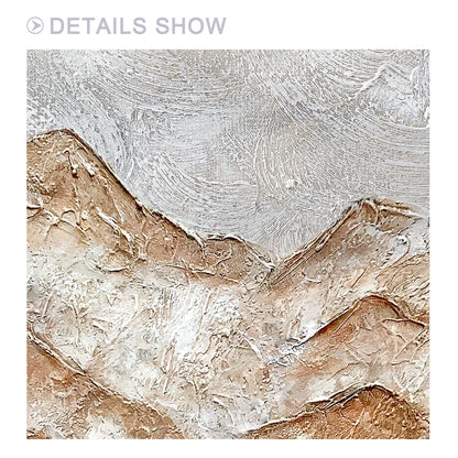 Abstract Mountain Landscape Painting: Brown Gray Texture, Large Canvas Wall Art #4