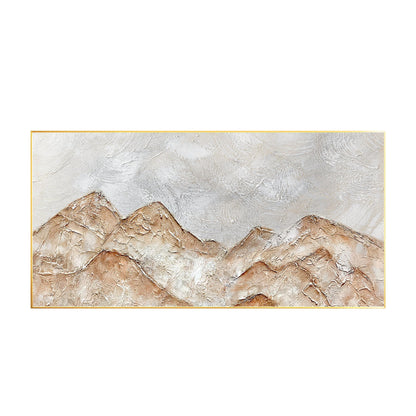 Abstract Mountain Landscape Painting: Brown Gray Texture, Large Canvas Wall Art #7