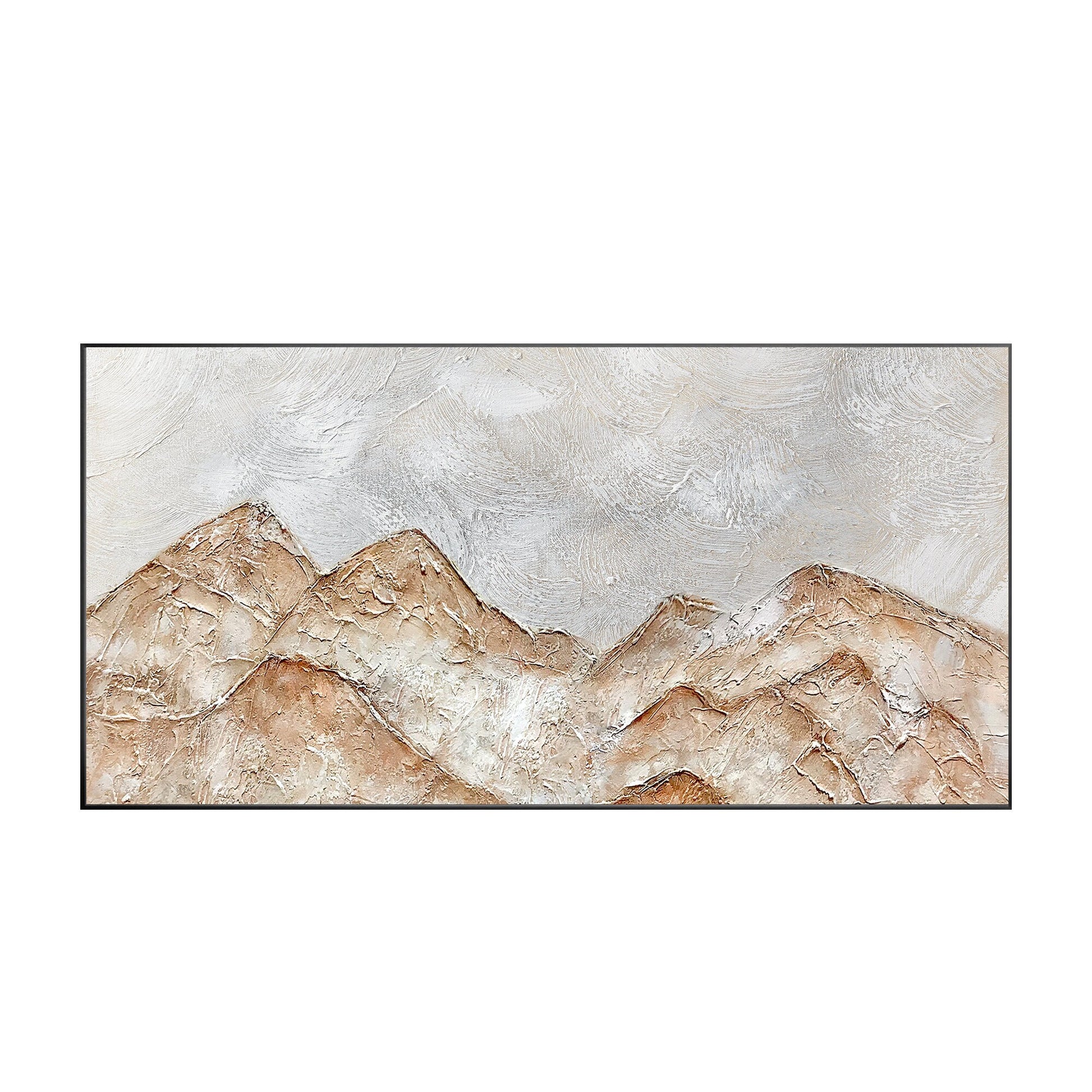 Abstract Mountain Landscape Painting: Brown Gray Texture, Large Canvas Wall Art #9