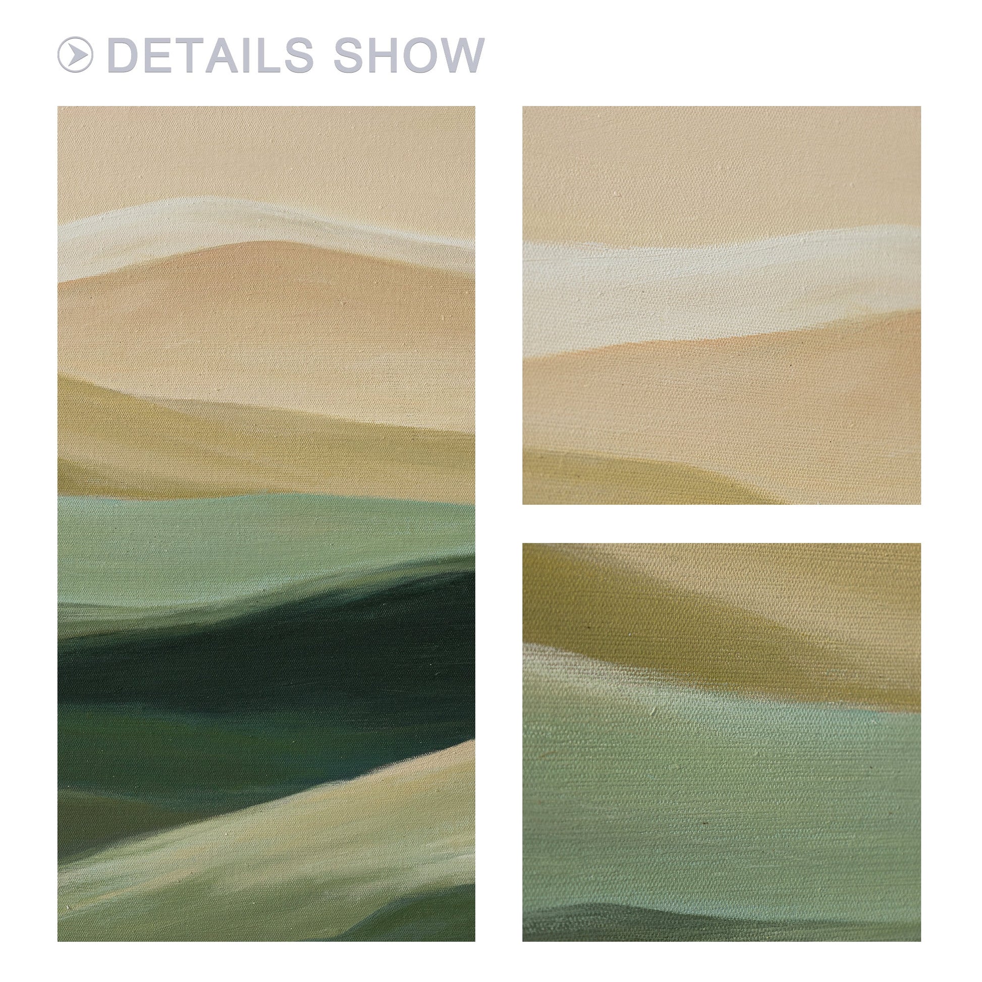 Abstract Mountain Painting: Beige & Green Landscape Canvas Art #2