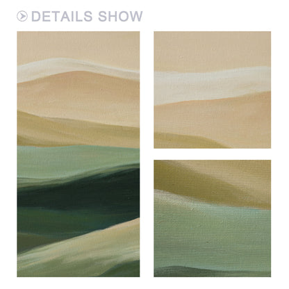 Abstract Mountain Painting: Beige & Green Landscape Canvas Art #2