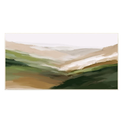 Abstract Mountain Painting: Beige Green Landscape Wall Art #8