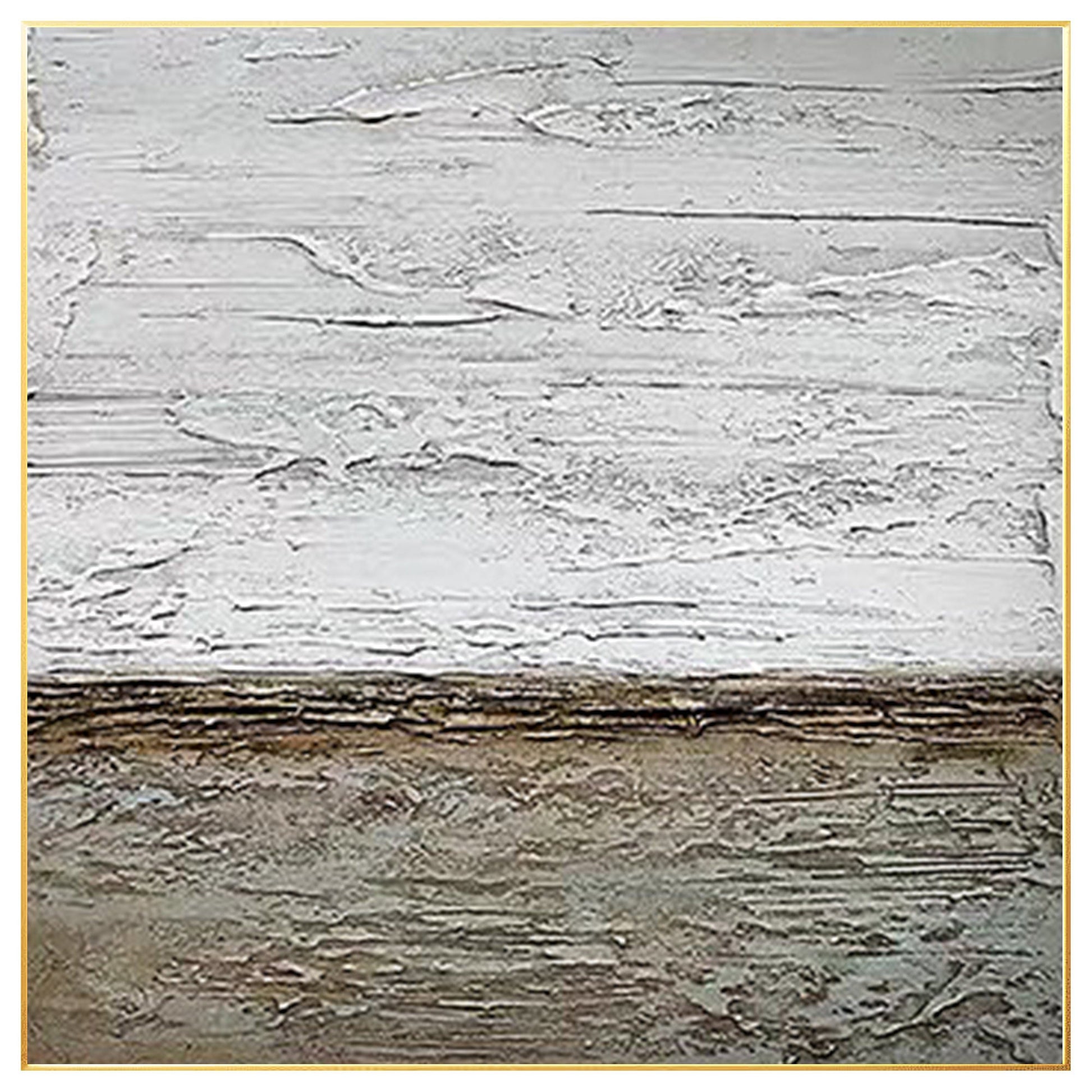 Abstract Ocean Beach Textured Painting: Square Framed Canvas Wall Art #7