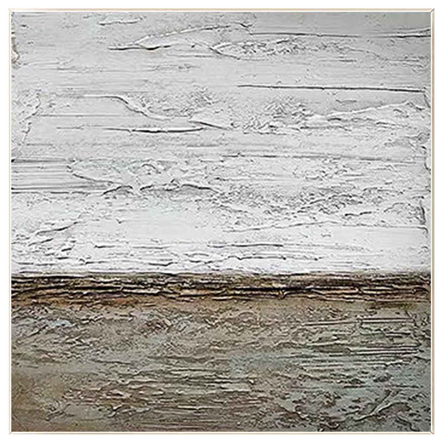 Abstract Ocean Beach Textured Painting: Square Framed Canvas Wall Art #8