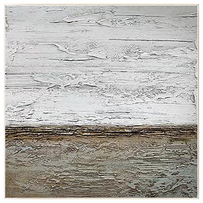 Abstract Ocean Beach Textured Painting: Square Framed Canvas Wall Art #8