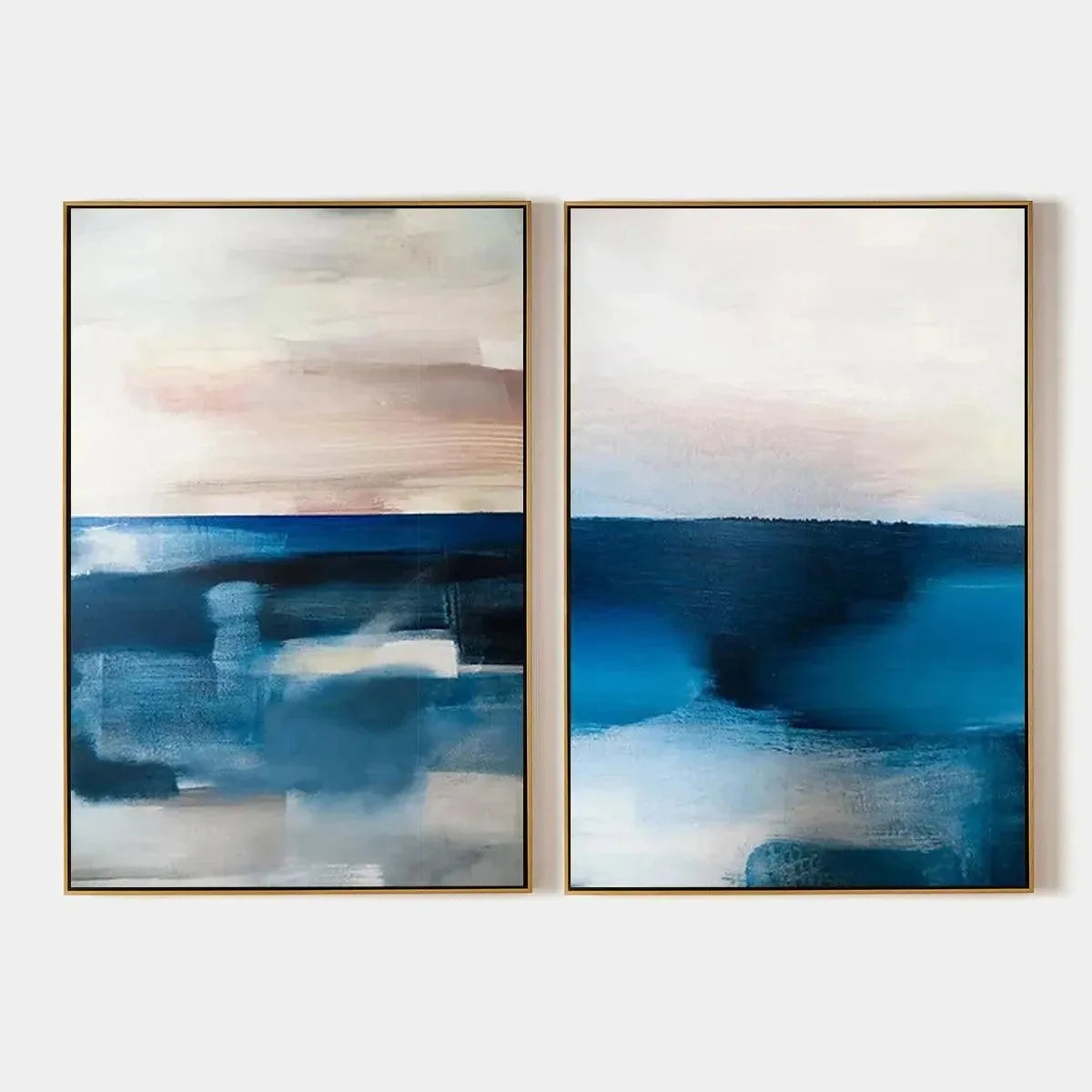 ABSTRACT OCEAN DIPTYCH: Abstract Seascape Set of 2 Vertical | hanging in living room, Abstract wall art