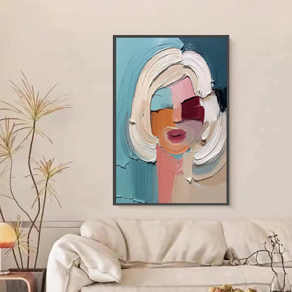 THE GAZE: Textured Abstract Portrait Palette Knife | Figurative closeup, raised brushwork detail