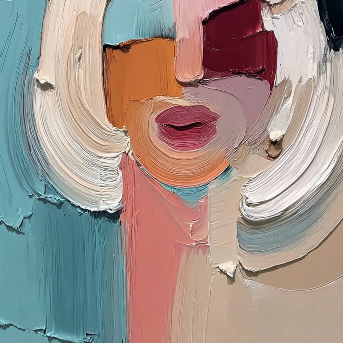THE GAZE: Textured Abstract Portrait Palette Knife | rolled canvas, ready for custom framing