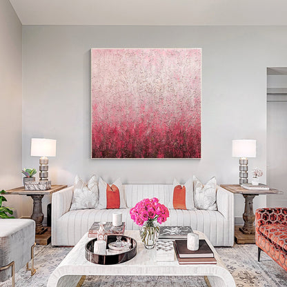 Abstract Pink Texture Painting on Canvas: Square Framed Wall Art #3