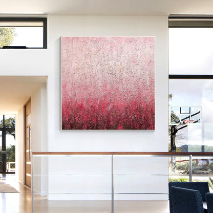 Abstract Pink Texture Painting on Canvas: Square Framed Wall Art #4