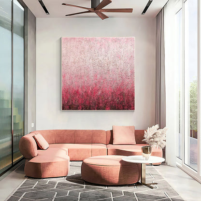 Abstract Pink Texture Painting on Canvas: Square Framed Wall Art #5