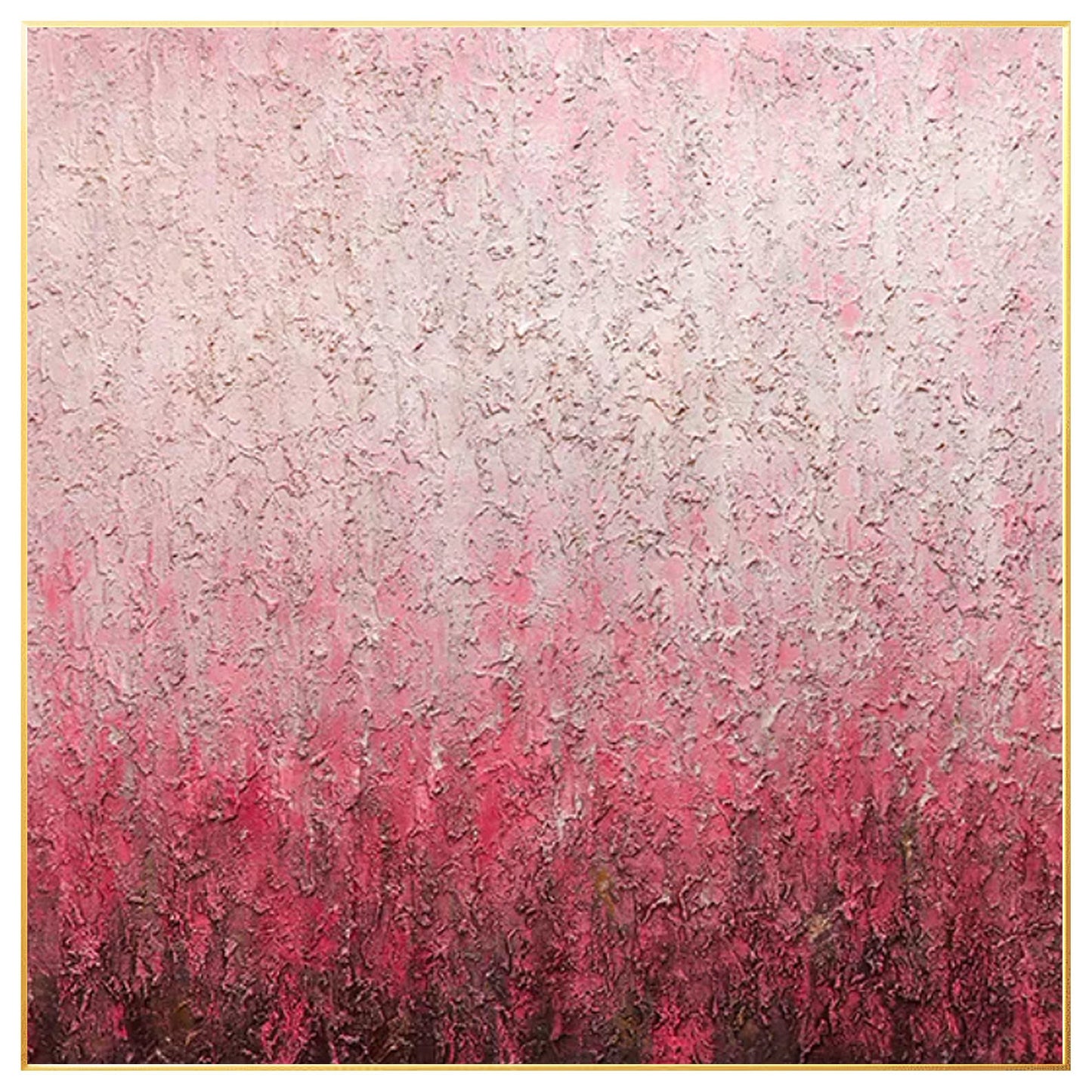 Abstract Pink Texture Painting on Canvas: Square Framed Wall Art #7