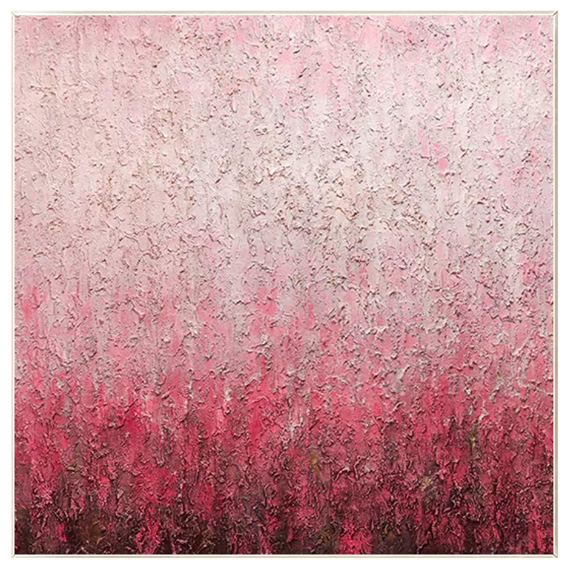 Abstract Pink Texture Painting on Canvas: Square Framed Wall Art #8