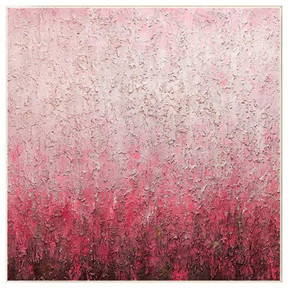 Abstract Pink Texture Painting on Canvas: Square Framed Wall Art #8