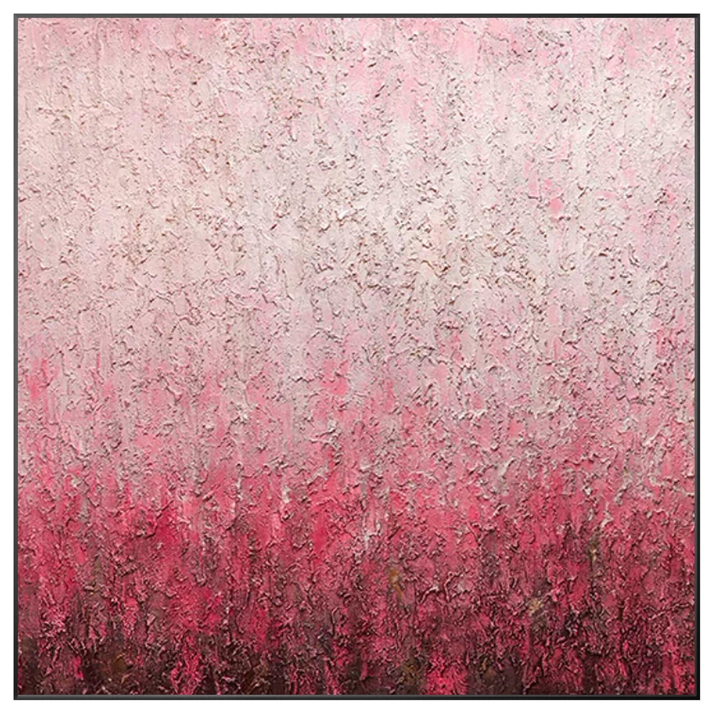 Abstract Pink Texture Painting on Canvas: Square Framed Wall Art #9