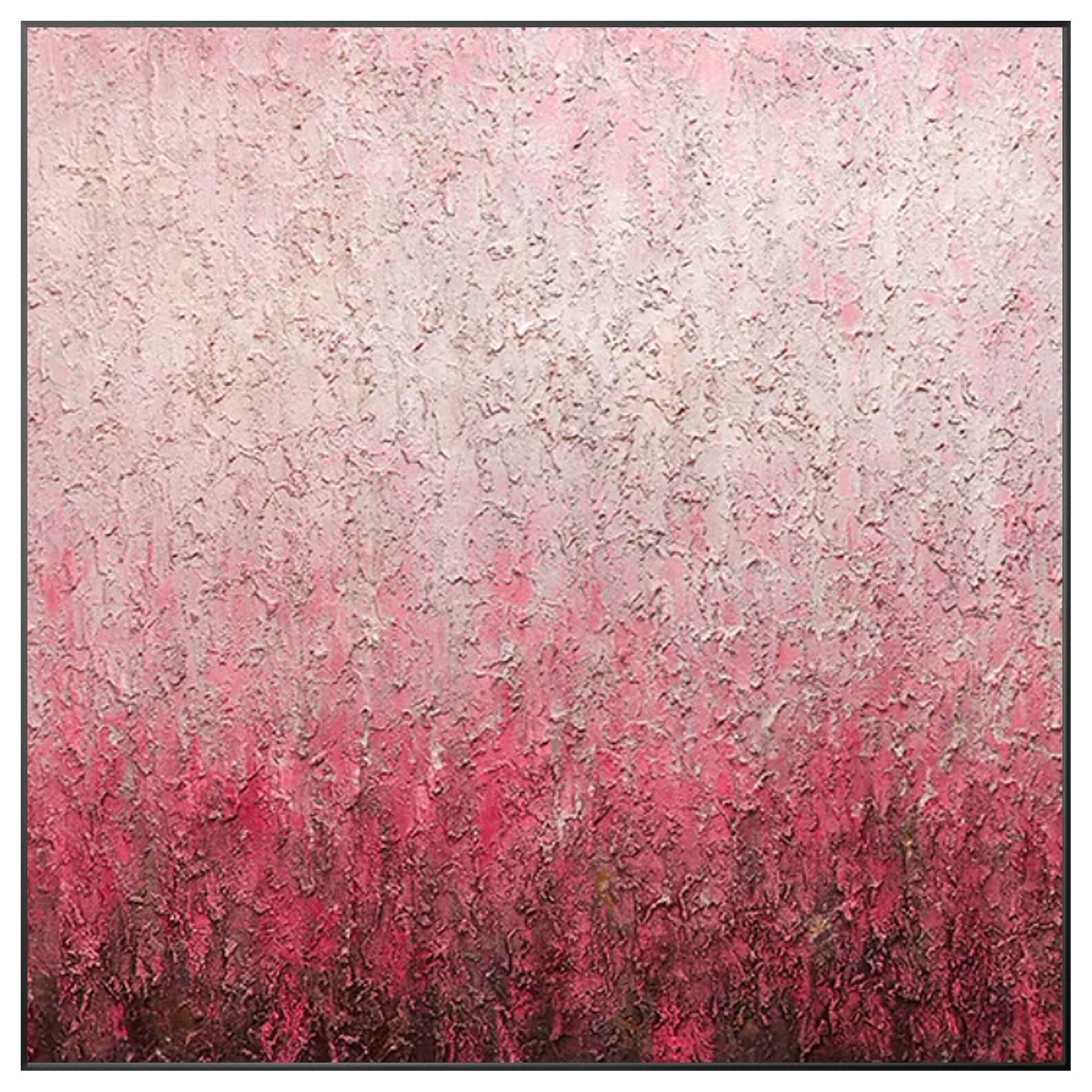 Abstract Pink Texture Painting on Canvas: Square Framed Wall Art #9