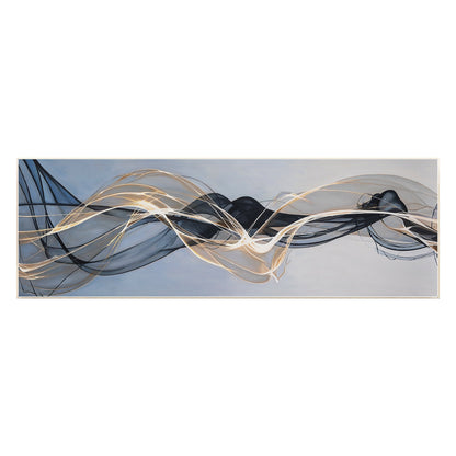 Abstract Ribbon Painting: Gray Gold Black Canvas Wall Art #8