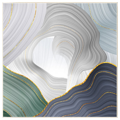 Abstract Ribbon Painting On Canvas: Green, Purple, Gold Luxury Wall Art #8
